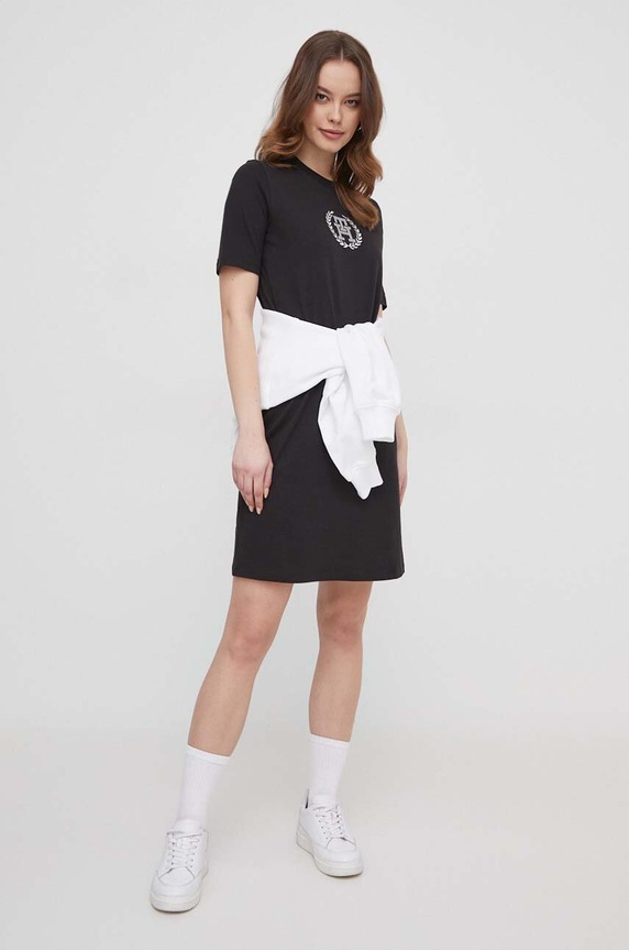 Bavlněné šaty Tommy Hilfiger WW0WW41757 černá SS24