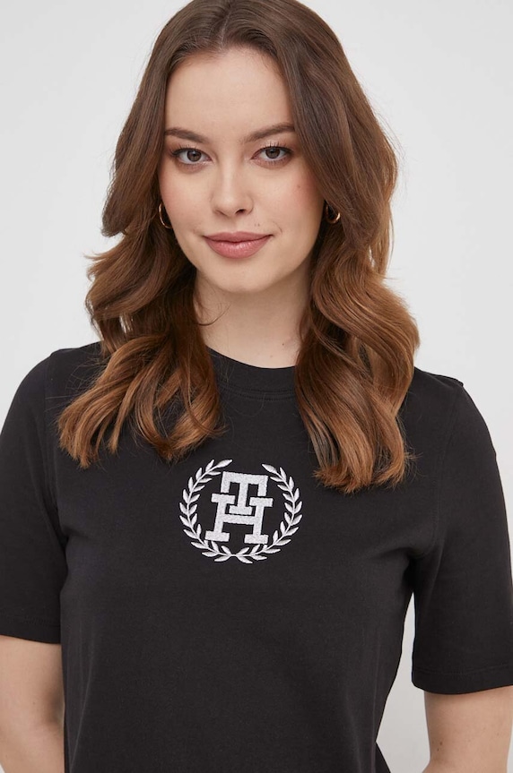 Bavlněné šaty Tommy Hilfiger černá WW0WW41757