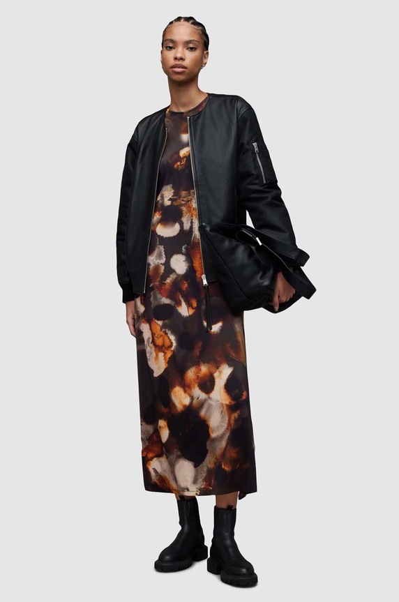 AllSaints sukienka Katlyn brązowy WD335Z