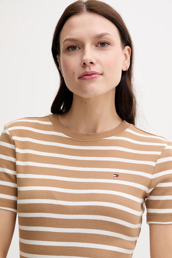 Bavlnené šaty Tommy Hilfiger béžová WW0WW42721