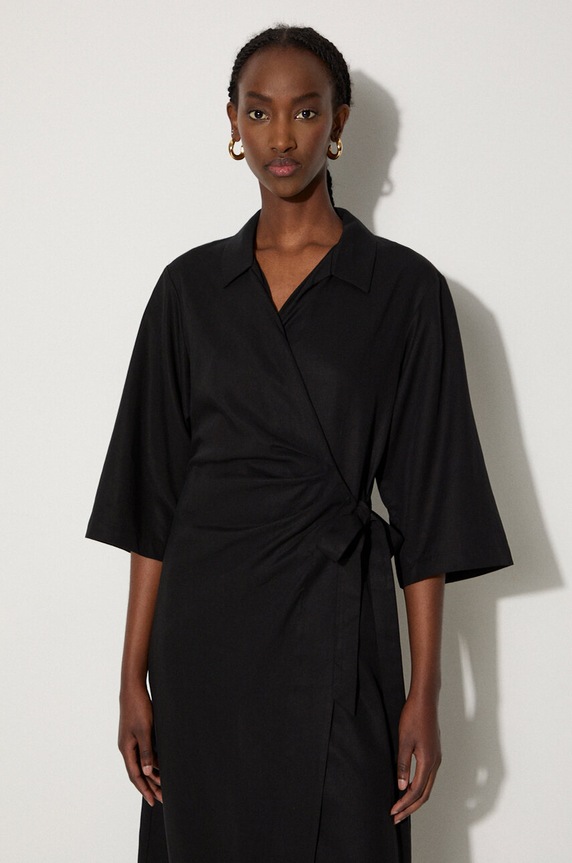 Samsoe Samsoe vestito con aggiunta di lino nero F24100086