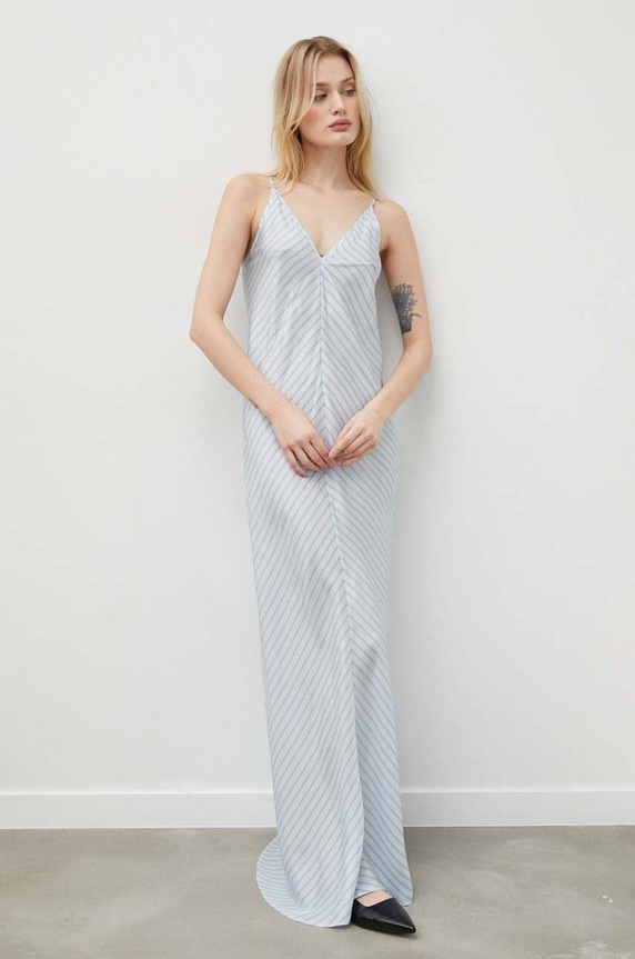 Herskind selyem ruha Mindy vállas kék 5173980