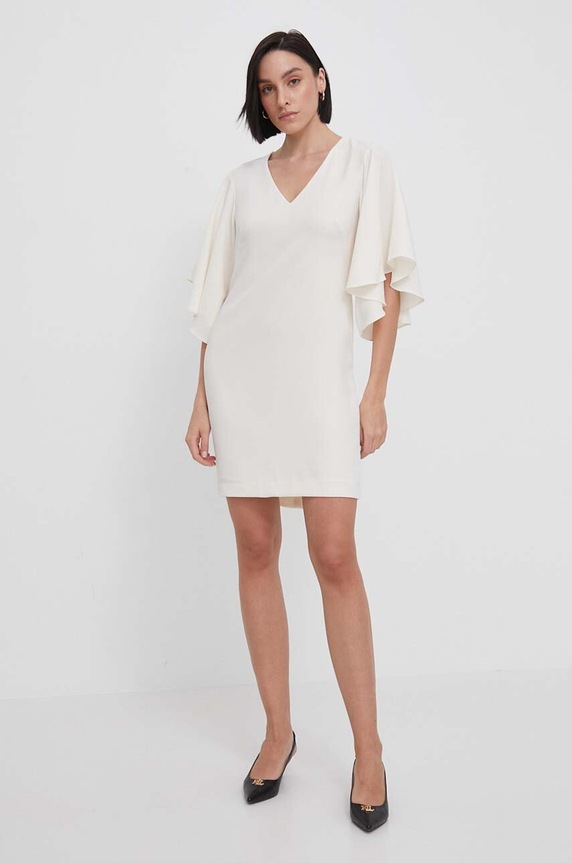Φόρεμα Lauren Ralph Lauren μυτερό άκρο μπεζ 253855211