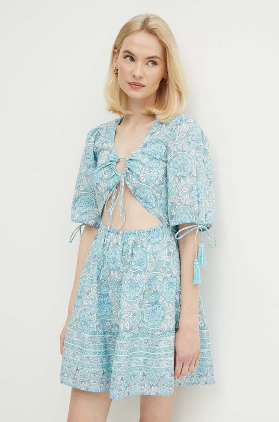 Bavlnené šaty Pepe Jeans MARGOT kvetinový modrá PL953478