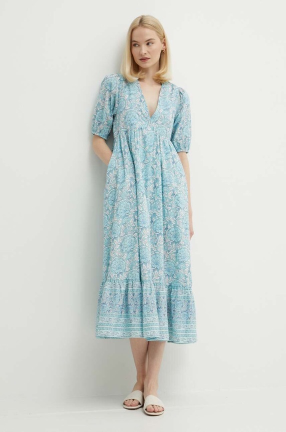 Pepe Jeans sukienka bawełniana MAFALDA wzorzyste niebieski PL953479