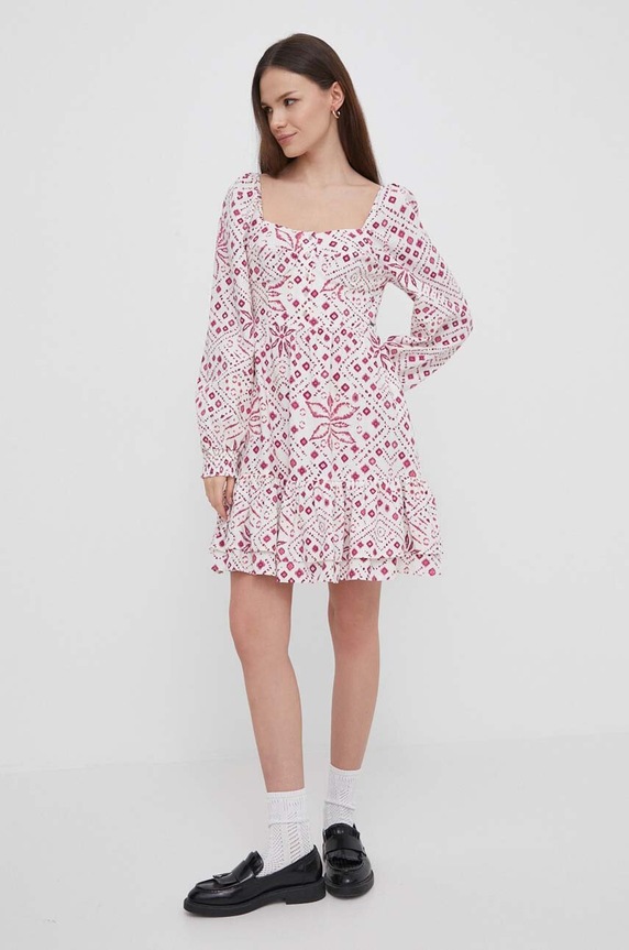 Šaty s prímesou ľanu Pepe Jeans DOXA PL953498 ružová SS24