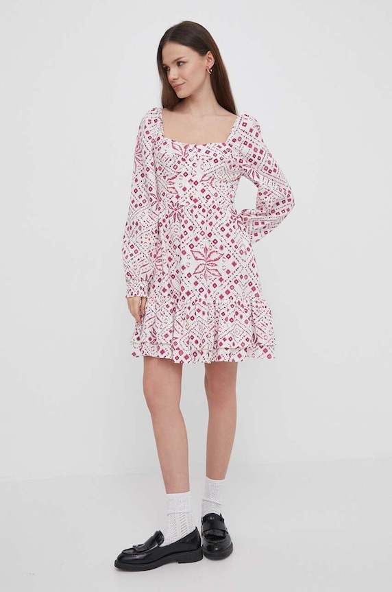 Šaty s prímesou ľanu Pepe Jeans DOXA PL953498 ružová SS24