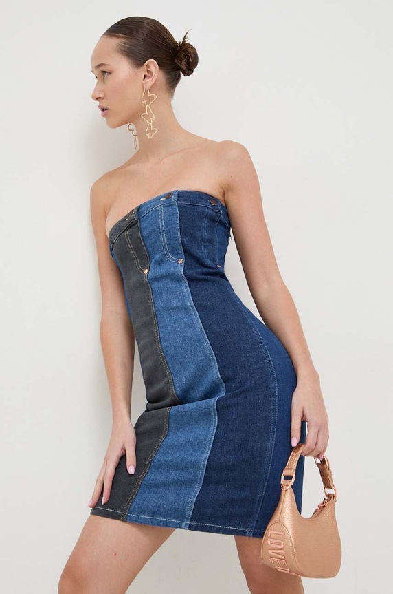 Φόρεμα τζιν Moschino Jeans εμπριμέ μπλε 0401.3239