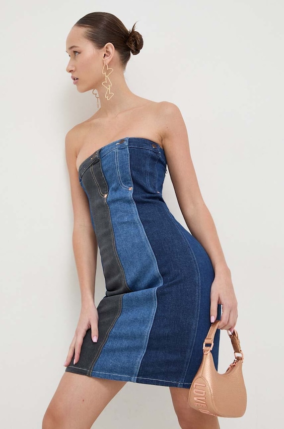 Φόρεμα τζιν Moschino Jeans εμπριμέ μπλε 0401.3239
