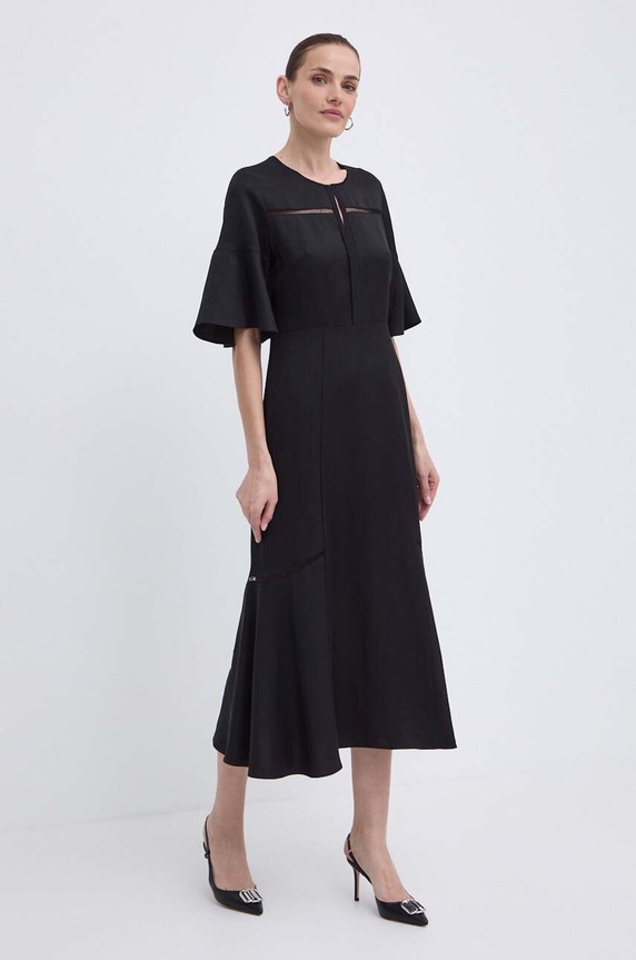 Îmbrăcăminte BOSS rochie din amestec de in 50512807 negru