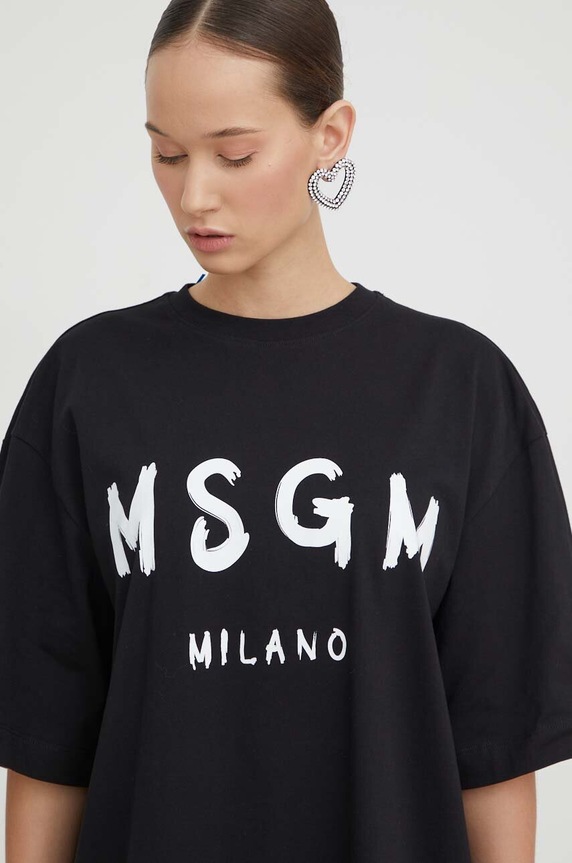 Bavlnené šaty MSGM 2000MDA510.200002 čierna