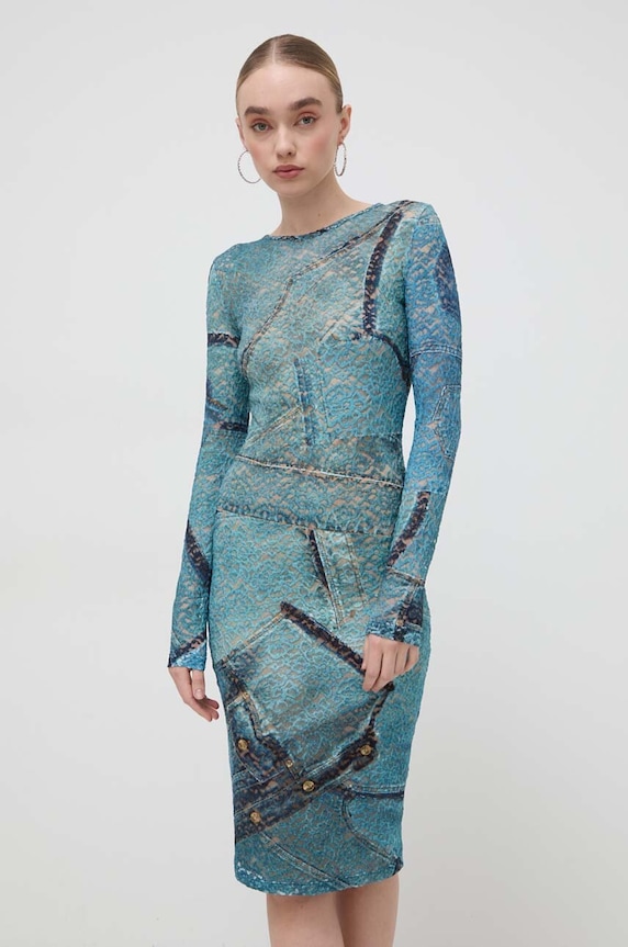 Šaty Versace Jeans Couture 76HAO938.JS279 tyrkysová SS24