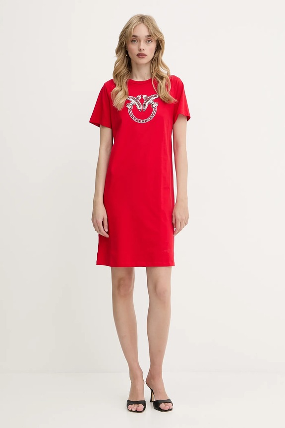 Βαμβακερό φόρεμα Pinko Answear Exclusive 103933.A1R7 κόκκινο AA00