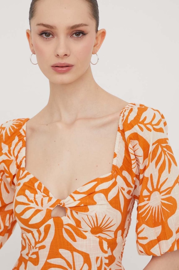 Billabong rochie din bumbac portocaliu ABJWD00664