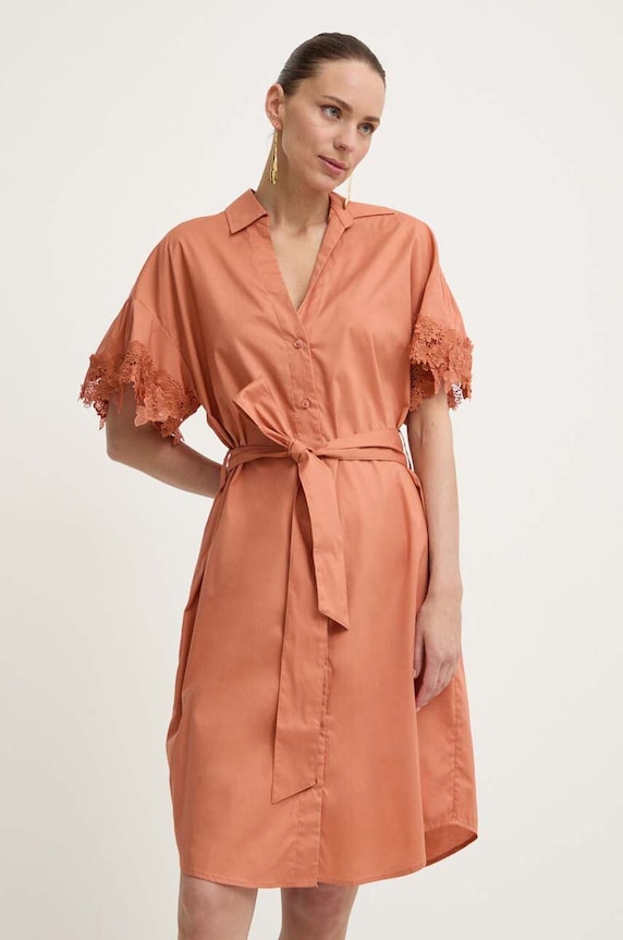 Twinset sukienka z elastanem pomarańczowy 241TT2281