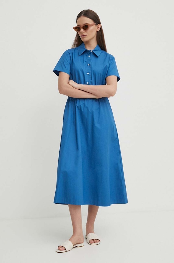 United Colors of Benetton vestito in cotone midi blu 4NICDV08D