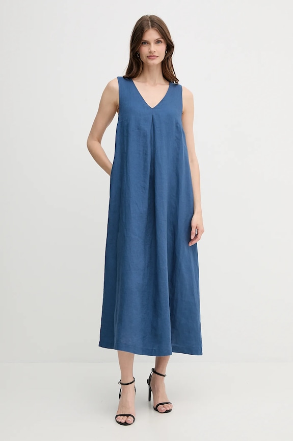 United Colors of Benetton vestito di lino blu navy 4AGHDV07C