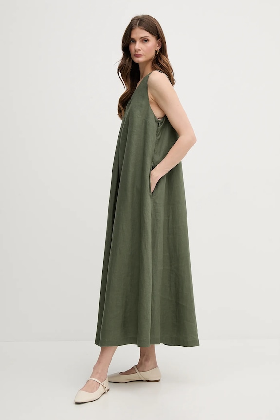 United Colors of Benetton rochie din in 4AGHDV07C verde SS25