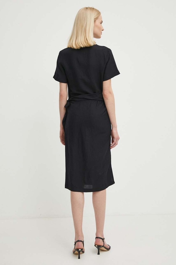 Îmbrăcăminte Sisley rochie din in 40BRLV05L negru