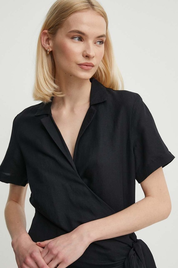 Sisley rochie din in negru 40BRLV05L