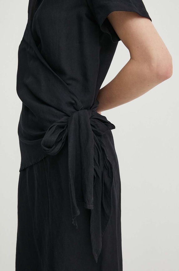 Sisley rochie din in 40BRLV05L negru