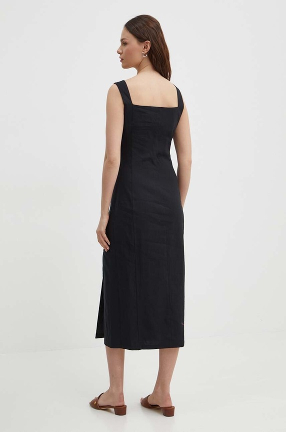 Sisley sukienka lniana 4YNELV05Q czarny SS24