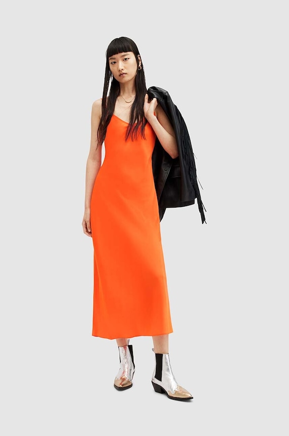Φόρεμα AllSaints Bryony πορτοκαλί WD646Z