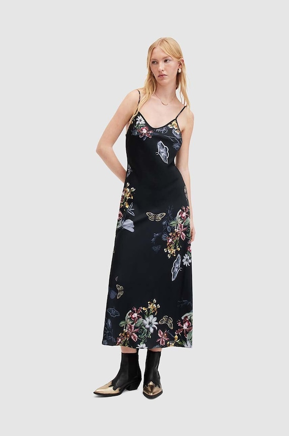 Φόρεμα AllSaints Bryony Sanibel εμπριμέ μαύρο W157DA