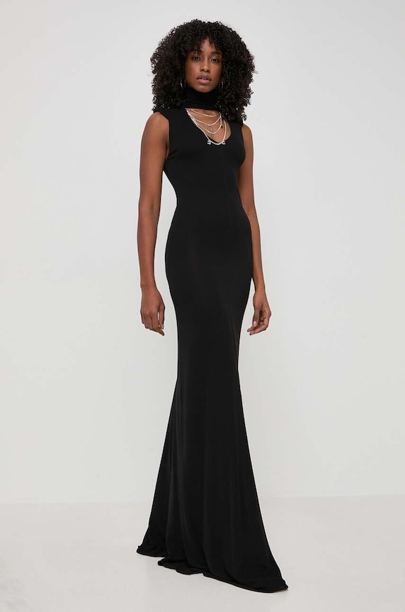 Φόρεμα Elisabetta Franchi με ελαστάν μαύρο AB64742E2