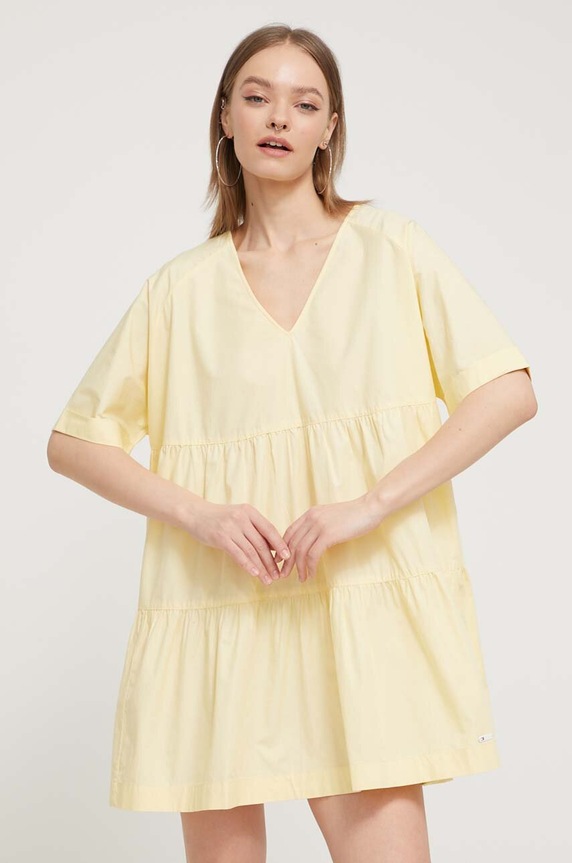 Tommy Jeans pamut ruha DW0DW17948 sárga SS24