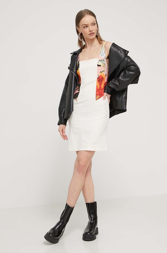 Šaty Desigual MARBELLA LACROIX 24SWVW75 béžová SS24