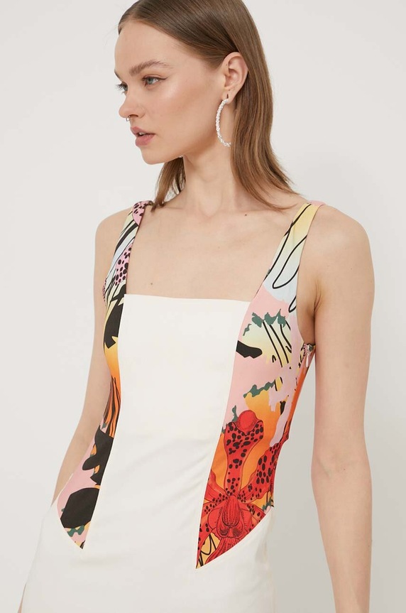 Šaty Desigual MARBELLA LACROIX béžová 24SWVW75