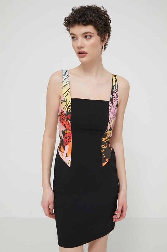 Šaty Desigual MARBELLA LACROIX s elastanom čierna 24SWVW75