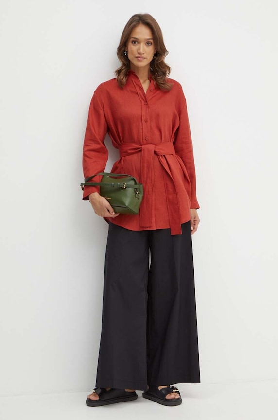 MAX&Co. sukienka lniana x FATMA MOSTAFA 2418221092200 bordowy SS24