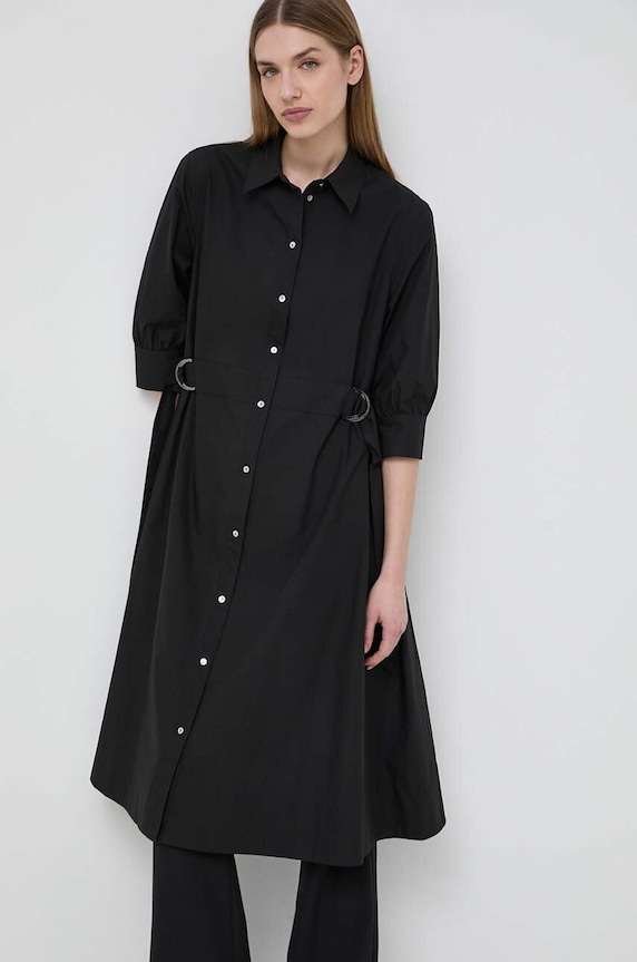Karl Lagerfeld sukienka bawełniana trzy czwarte czarny 241W1300
