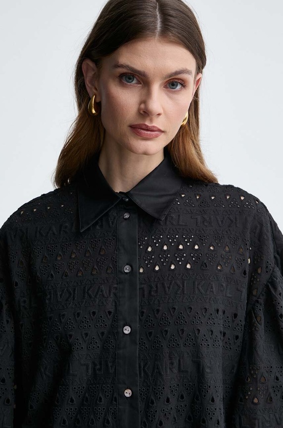 Bavlněné šaty Karl Lagerfeld černá 241W1306