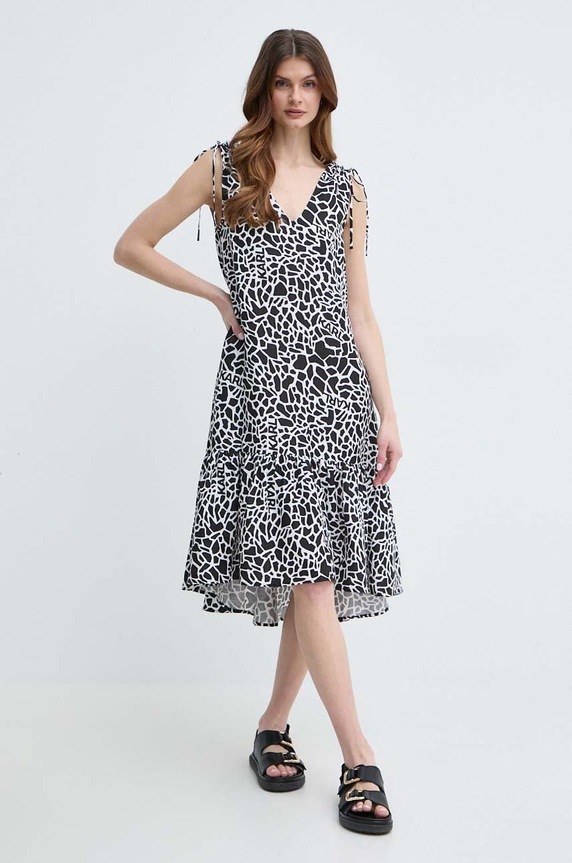 Karl Lagerfeld sukienka lniana casual multicolor 241W1308