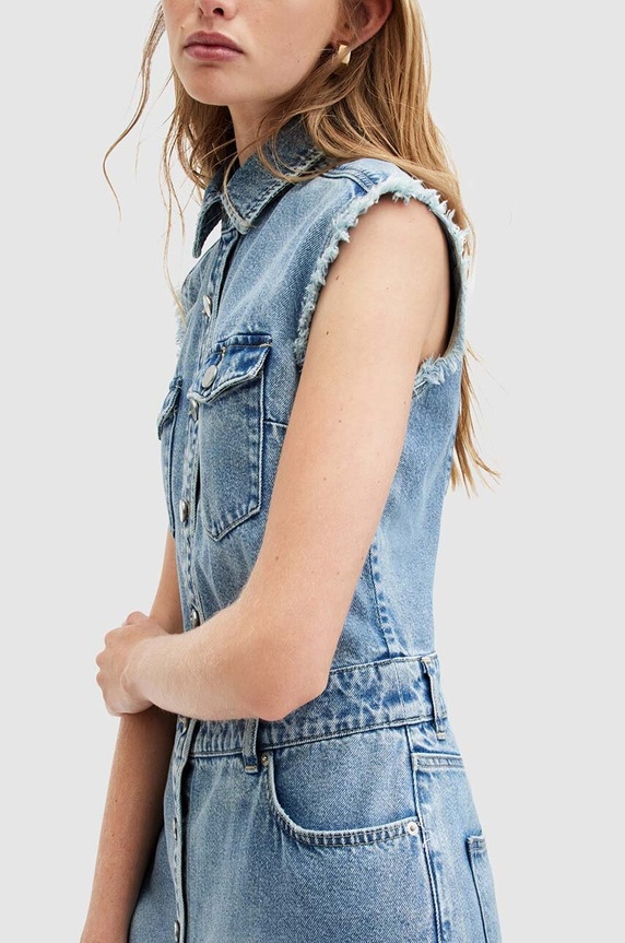 Odzież AllSaints sukienka jeansowa BLAIR DENIM DRESS W183DA niebieski