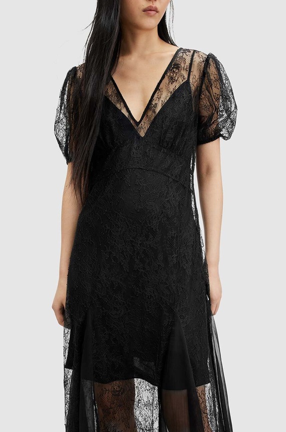 Ruházat AllSaints ruha RAYNA LACE DRESS WD574Z fekete
