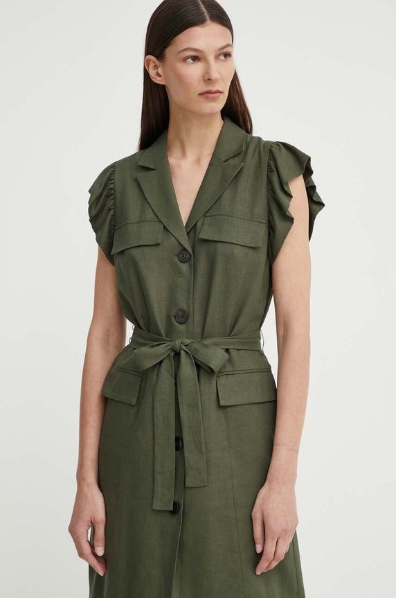 Šaty s prímesou ľanu Bruuns Bazaar OxalisBBGaia dress zelená BBW3939