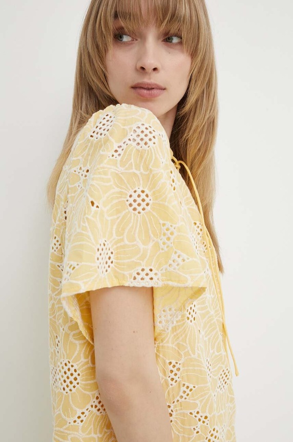 Βαμβακερό φόρεμα Bruuns Bazaar WoodbineBBJulia dress BBW3948 κίτρινο