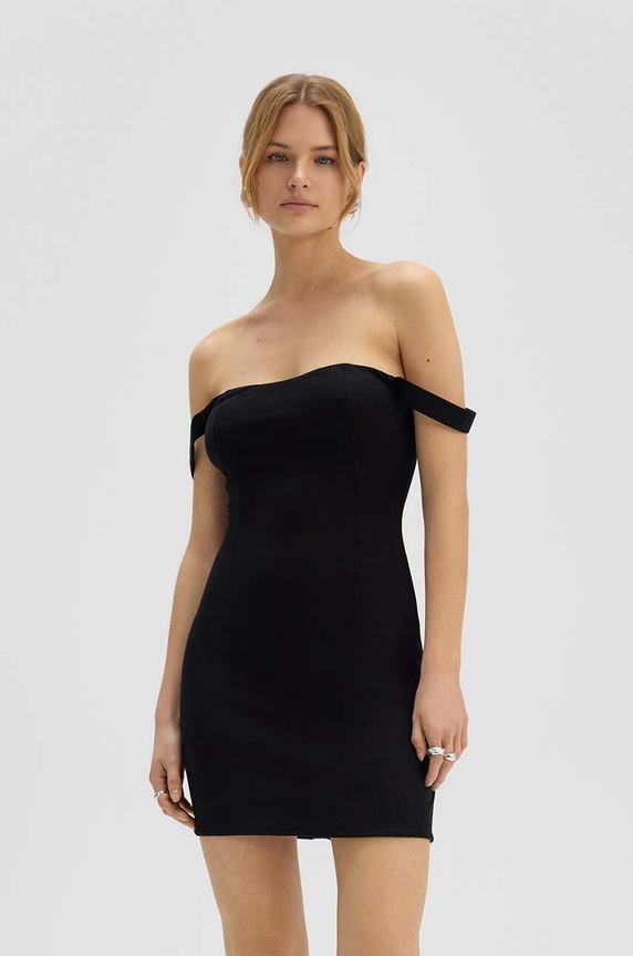 Φόρεμα Saint Body OFF SHOULDER MINI DRESS BLACK με ελαστάν μαύρο SB.528