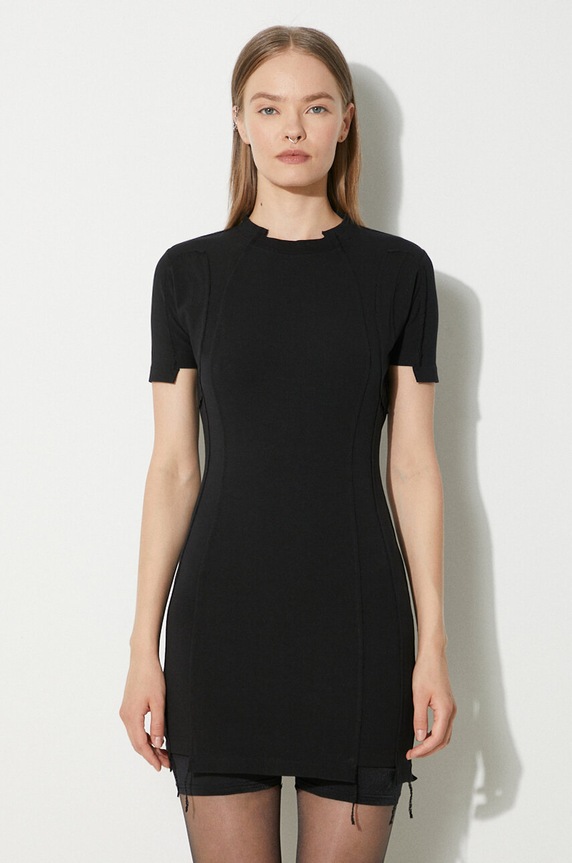 VETEMENTS sukienka Blackout Cut-Up Mini Dress okrągły czarny WE64DR280B