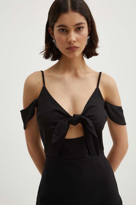 Ленена рокля Never Fully Dressed Cassie Dress NFDDR1420 черен SS24