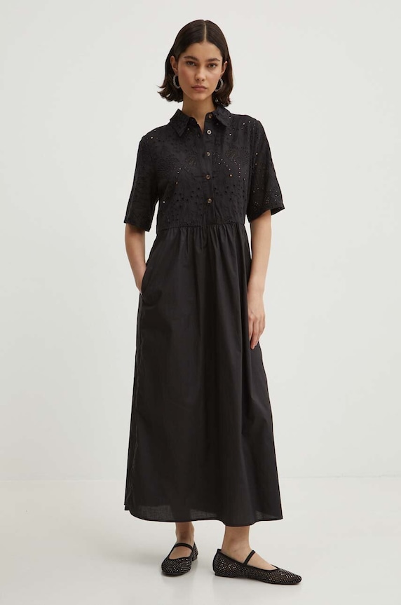 Bavlněné šaty Never Fully Dressed Hayley Dress midi černá NFDDR1296