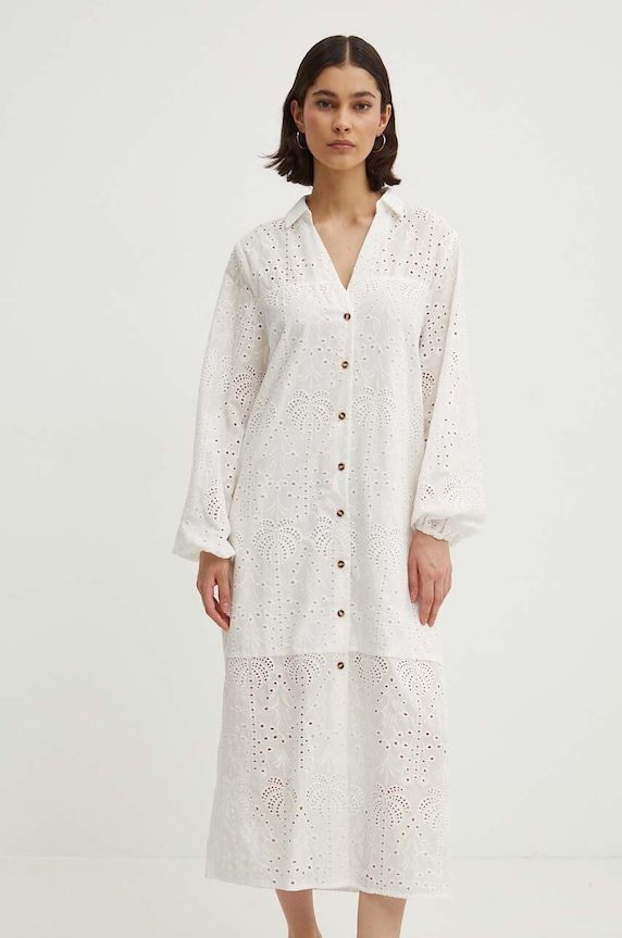 Never Fully Dressed sukienka bawełniana Jenna Shirt dress bawełna biały NFDDR1349