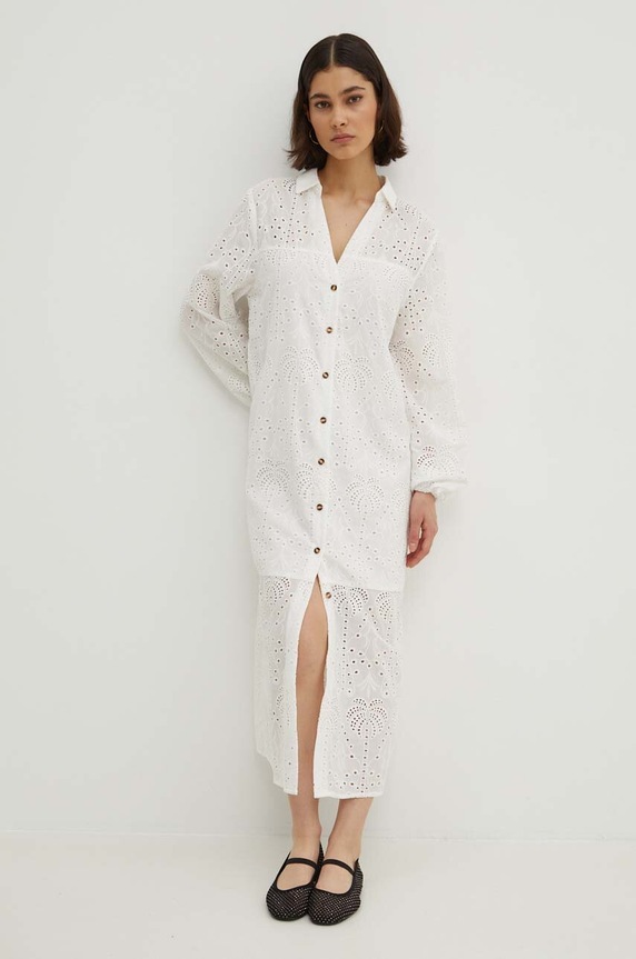 Never Fully Dressed sukienka bawełniana Jenna Shirt dress biały NFDDR1349