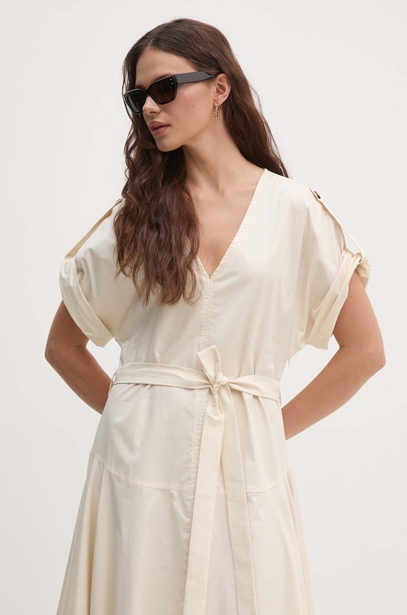 Βαμβακερό φόρεμα Sandro Ferrone SFS31XBDSALE μπεζ SS24