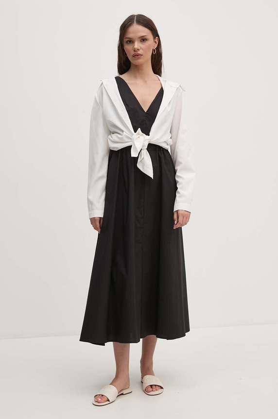 Βαμβακερό φόρεμα Sandro Ferrone SFS7XBDMADA μαύρο SS24