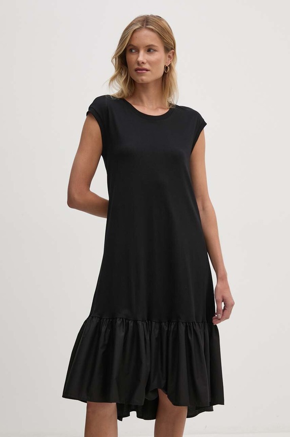 Βαμβακερό φόρεμα Sandro Ferrone μαύρο SFS7XBDMIRANY